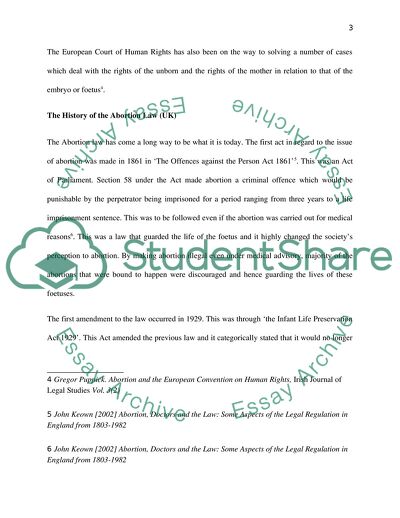 The Right of the Foetus and the Embryo under the UK Law