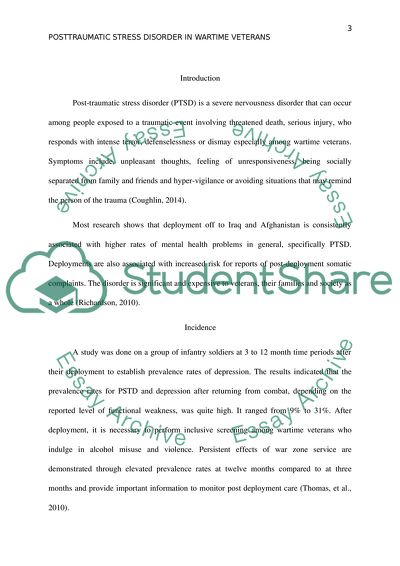 Posttraumatic Stress Disorder in Wartime Veterans