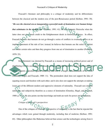 Outline & Assess Foucaults Critique of Modernity