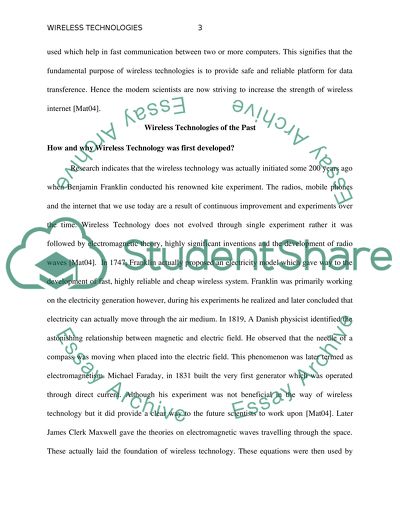 Wireless Technologies Research Paper
