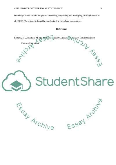 Applied Biology personal statement