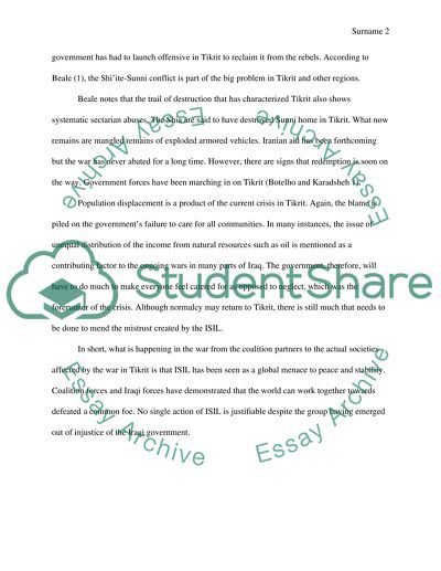 Intelligence Report: Analysis of War in Tikrit (Iraq)