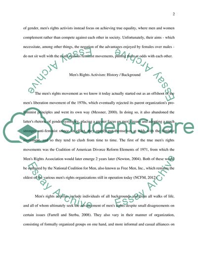 Equality Issues: Mens Rights Groups