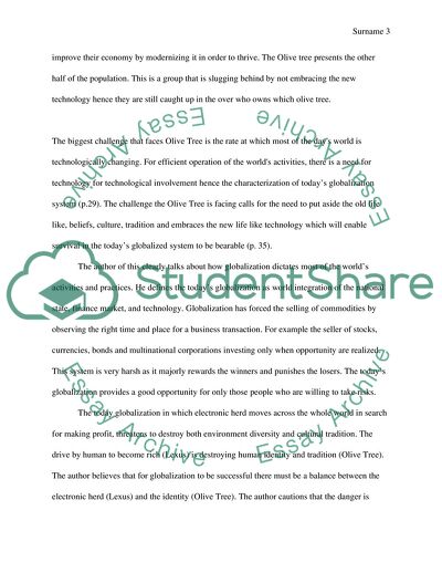 Analysis of The Lexus and The Olive Tree by Thomas L. Friedman