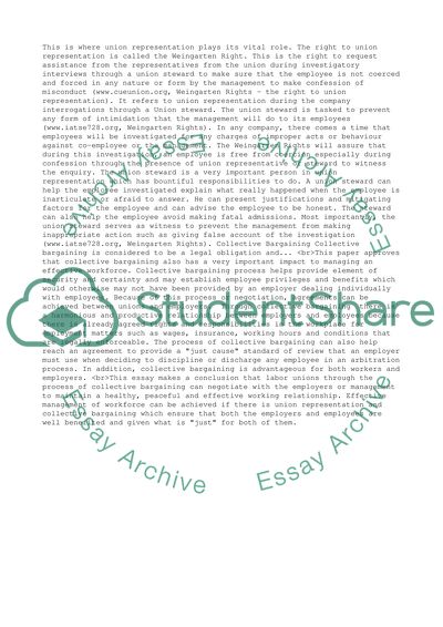 Union Representation and Collective Bargaining