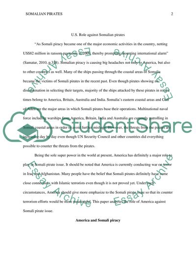 U.S. Role Against Somalian Pirates