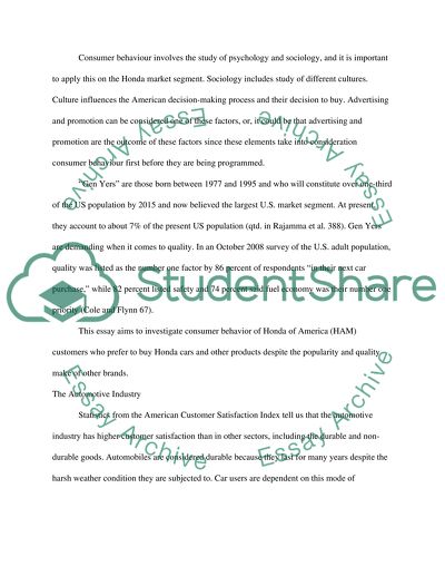 Consumer Behavior - Marketing Honda Cars