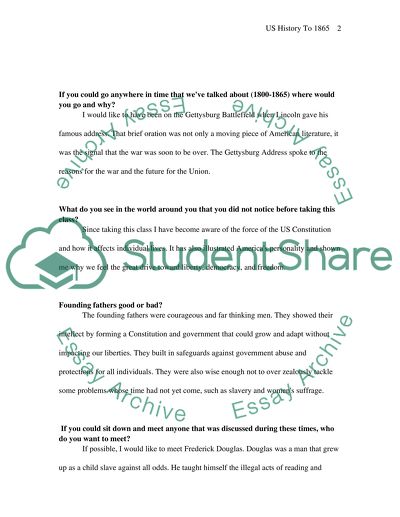 U.S. History To 1865