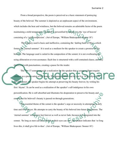 William Shakespeares Shall I Compare Thee to a Summers Day