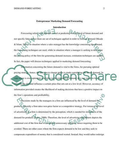 Entrepreneur Marketing Demand Forecasting