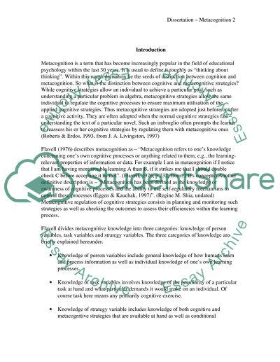 Psychological Components of Metacognition