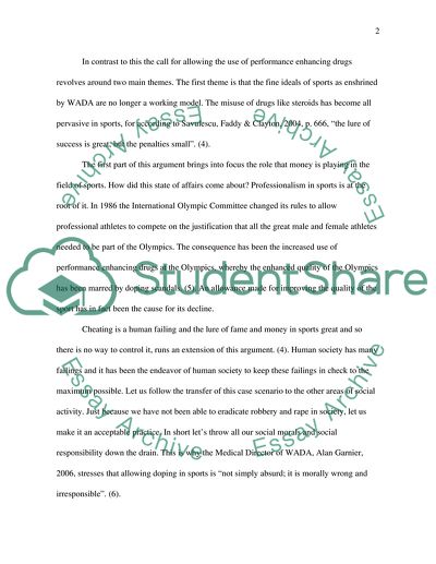 Allowing Performance Enhancing Drugs in Sports