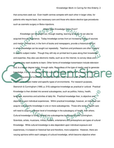 Knowledge Work in Caring for the Elderly