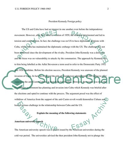 President Kennedy Foreign policy