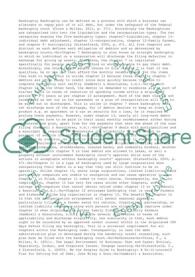 Bankruptcy and the Legal Environment of Business