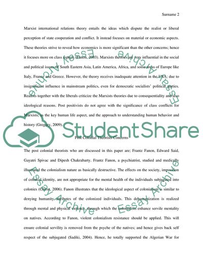 Postcolonial Theorists Concerns and Marxists Thinking on International Relations