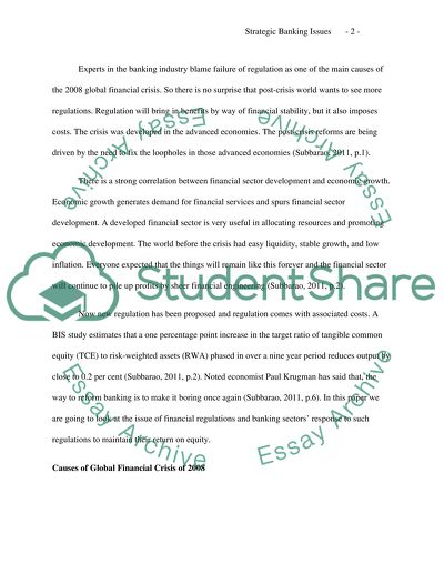 Strategic Banking Issues Regulations and Profitability