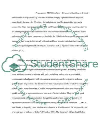 Homeland Security Preparedness: Governors Guideline to Action