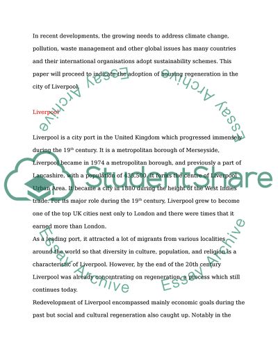 A Housing Regeneration in the City of Liverpool