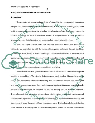 Computerized Information Systems in Healthcare