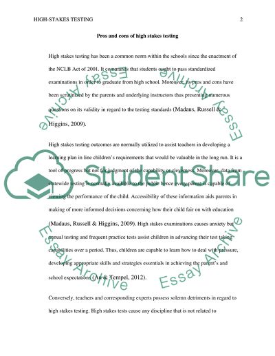 Pros and Cons of High Stakes Testing in California