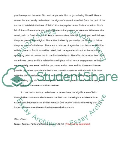 Austin Farrer Faith and Speculation