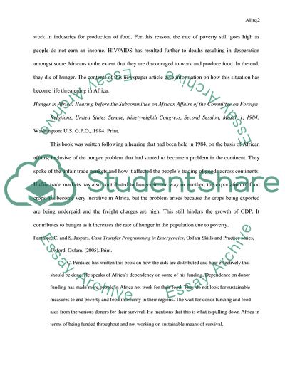 Annotated Bibliography for Africas Hunger