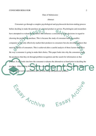 Consumer Behavior and Buying Process