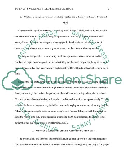 Inner City Violence Video Lecture Critique
