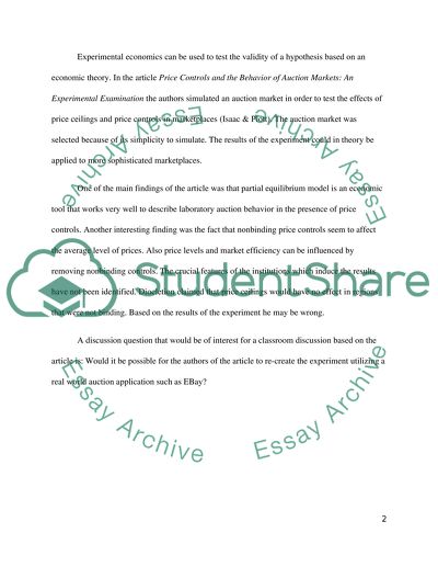 Experimental economics summary paper