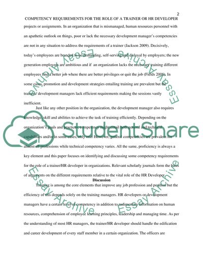 Scope Demands for Trainer or Human Resources Developer