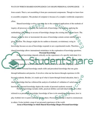 Ways in Which Shared Knowledge Can Shape Personal Knowledge