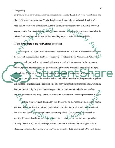 The Civil War and War Communism in Russia from October Rev to end of 1920