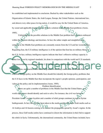 Foreign Policy Memorandum on the Middle East