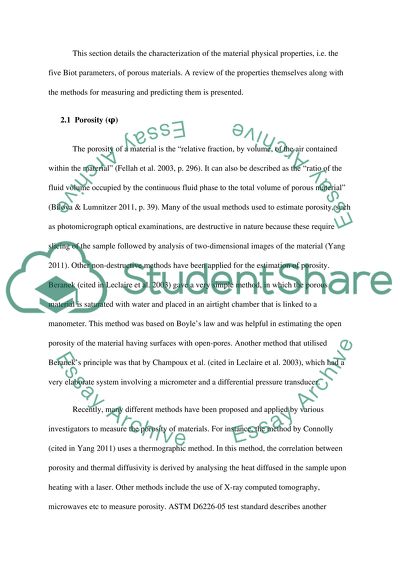 Characterisation material physical properties of porous materials