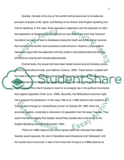 Historical, Social, Economic, and Political Reasons for Secession Support of Quebec