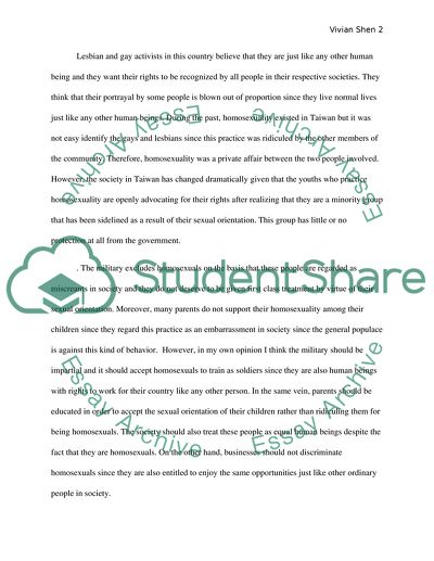 Opinion on Homosexual Rights