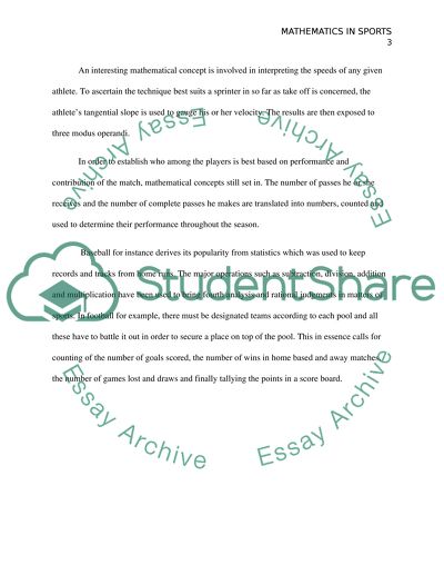 The world of Sports matematics