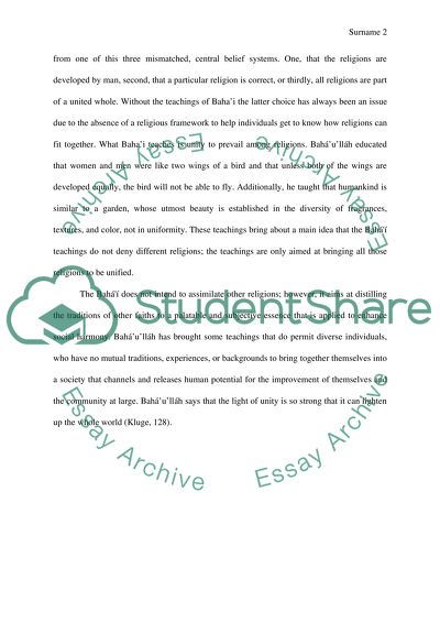 Cultural analysis of bahai faith