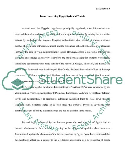 Internet Usage in Egypt, Syria, and Tunisia