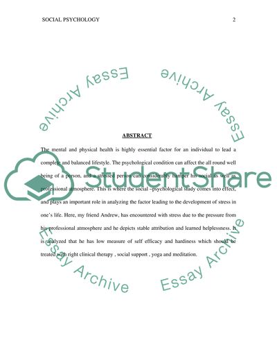 Social Psychology and Health (Stress)