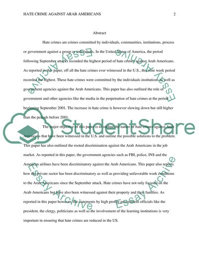 Hate Crime against Arab Americans