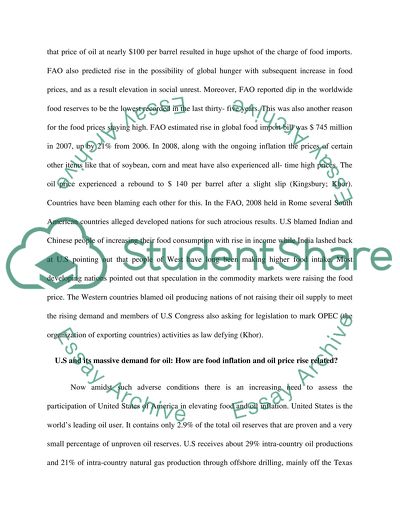 Economic Relationship Between Oil Prices, Food Prices and the Nascent Global Economic Recovery