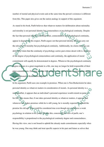 Parfit, the Reductionist and Moral Commitment Argument