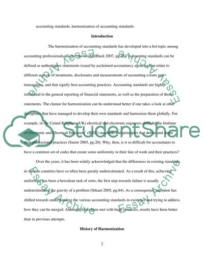 Harmonisation of Accounting Standards