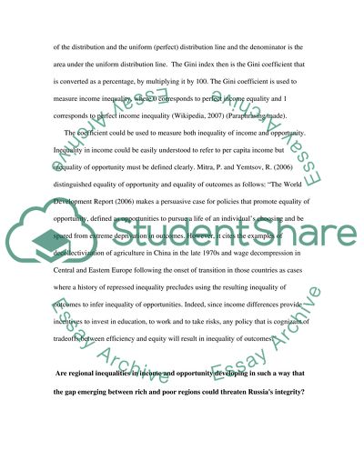 The Nature and Extent of Regional Inequalities in Income