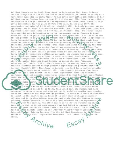 Retail Internationalization: Gaining Insights from the Wal-Mart Experience in South Korea