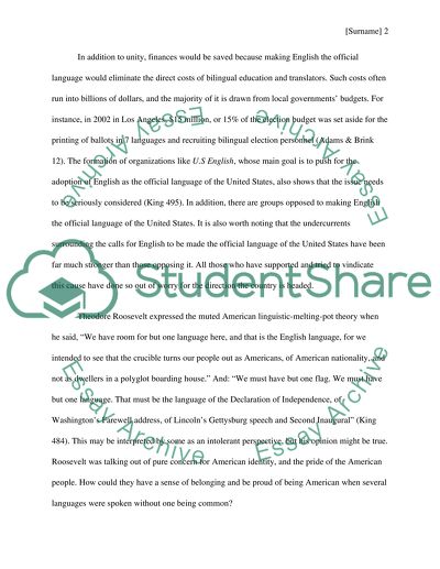 English should be the official language of the United States