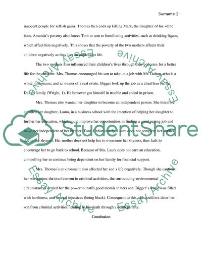 Mothers in The Glass Menagerie and in The Native Son