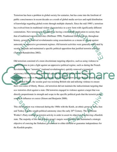 Why Is There More Terrorism Today: An Examination of Old Versus New Terrorism